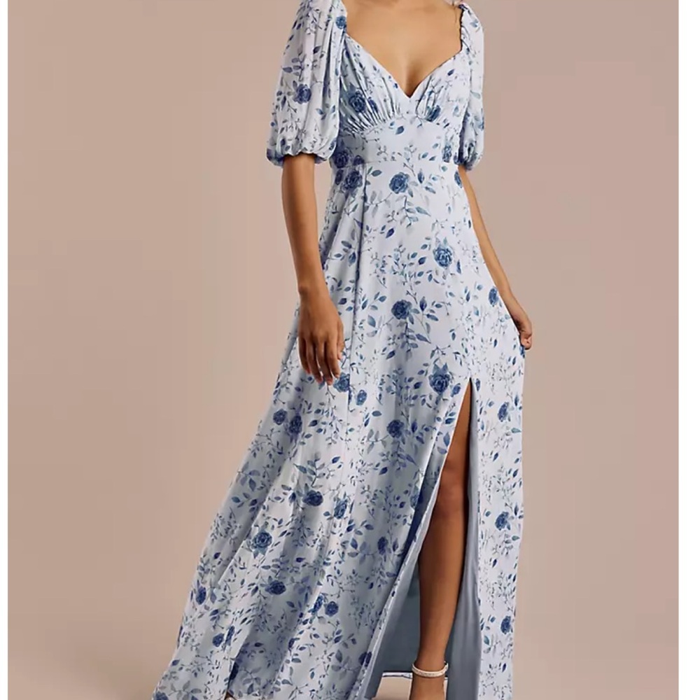 Floral Blue Bridesmaid Dress David’s Bridal